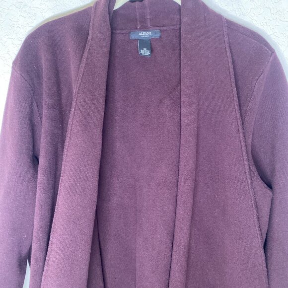 Alfani Cardigan Sweater Womens 3X Burgandy Wine Cotton Blend Open Front Plus Siz - Picture 4 of 10